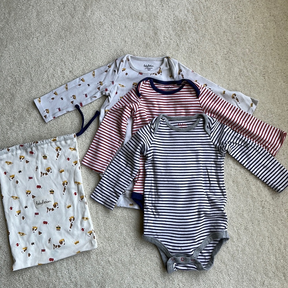 Baby Boden 3 pack onesies - Ivory Baby Royal Sprout